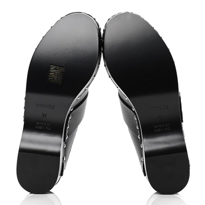Hermes Calfskin Calya Mules 37 Black 4 of 4