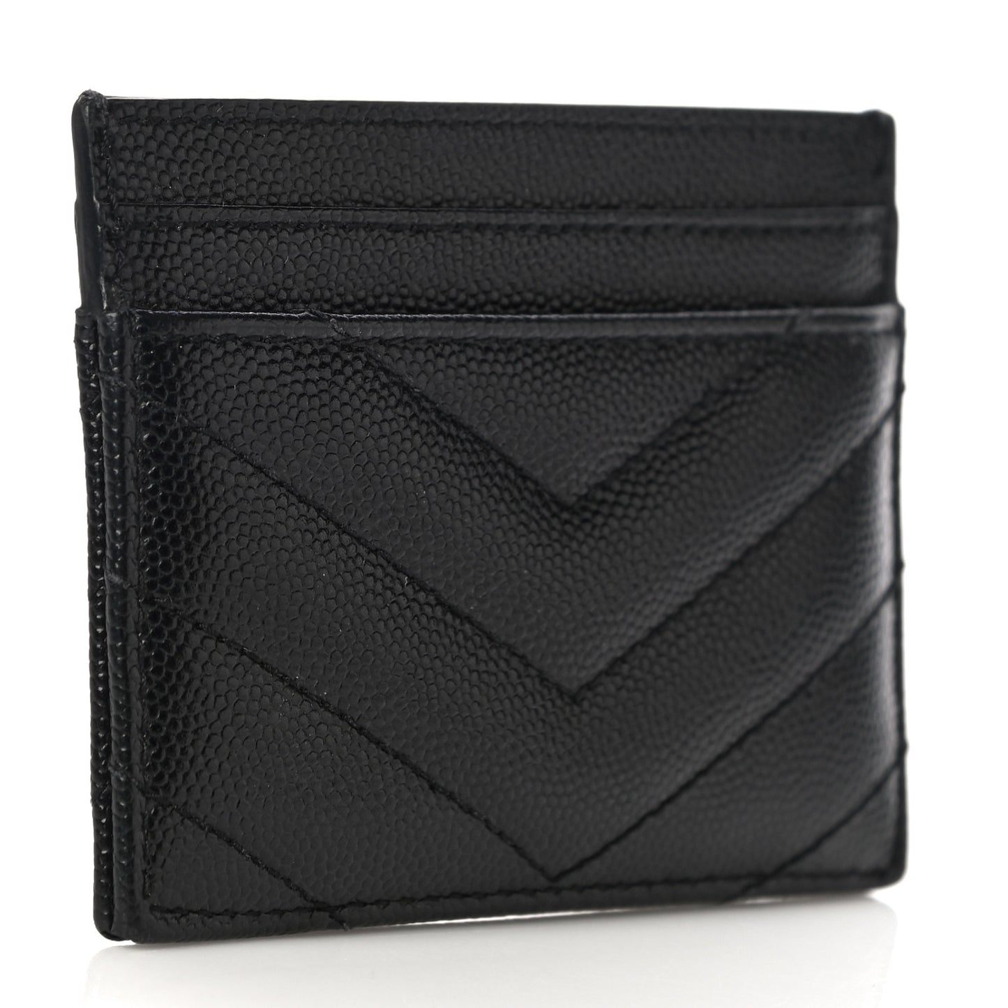 Grain De Poudre Matelasse Chevron Monogram Credit Card Case Black