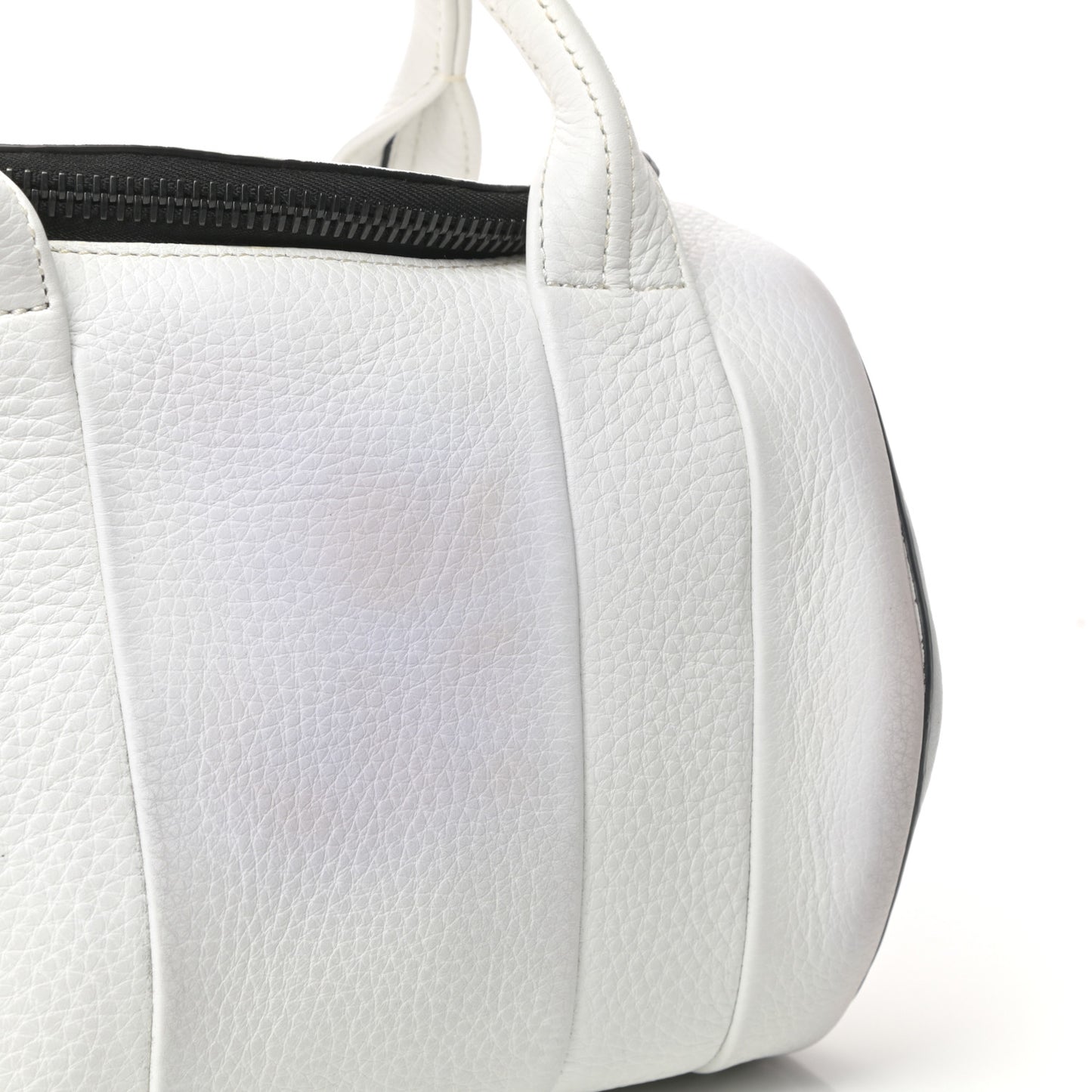 Pebbled Calfskin Rockie White Matte Black Hardware