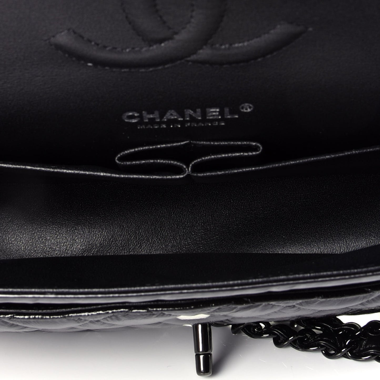 Shiny Crumpled Calfskin Quilted Medium Double Flap So Black