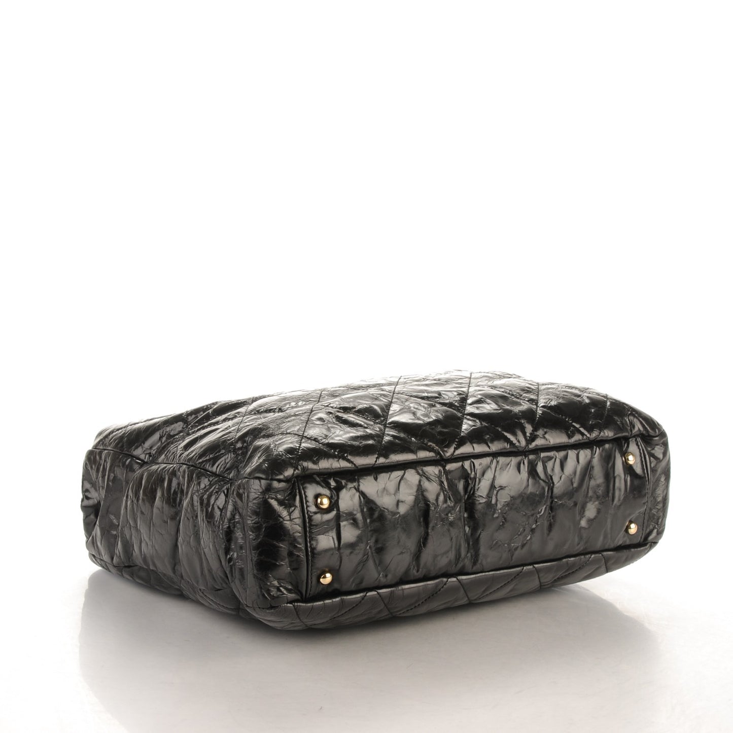Glazed Calfskin Large Portobello Tote Black