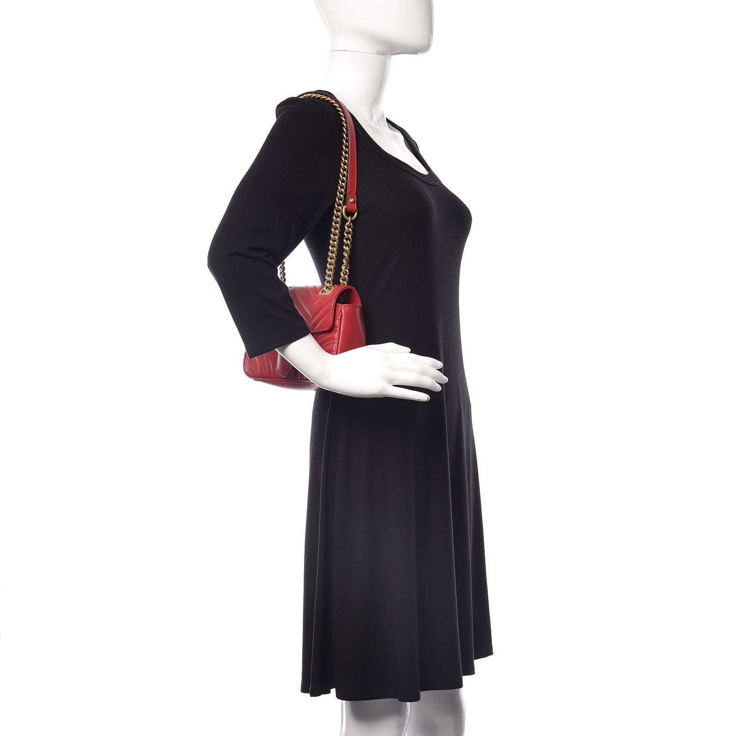 Calfskin Matelasse Mini GG Marmont Shoulder Bag Hibiscus Red
