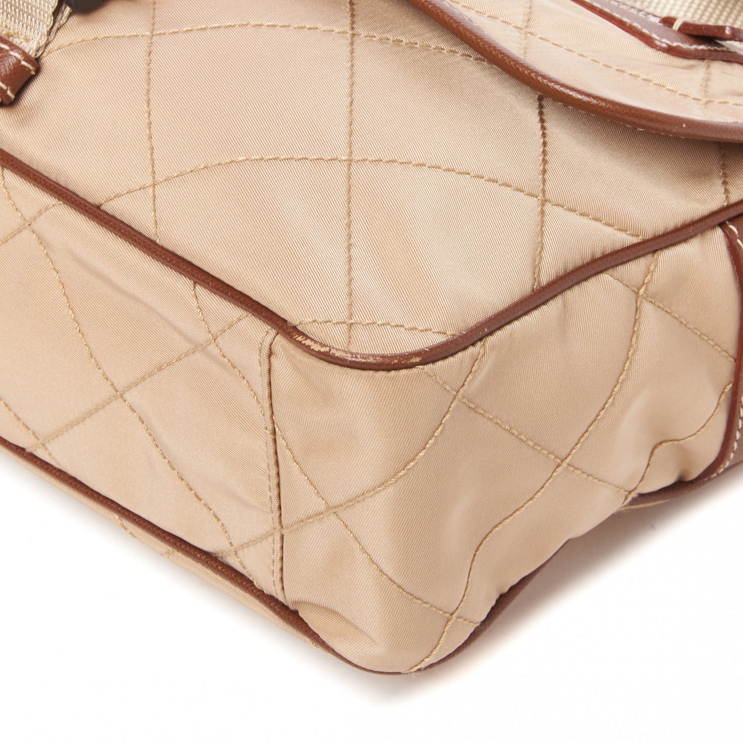 Tessuto Nylon Saffiano Impunturato Messenger Cammello Brown