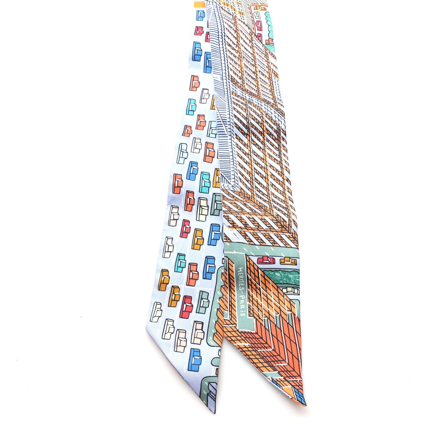 Silk Pantin City Twilly Bleu Ciel Orange Vert