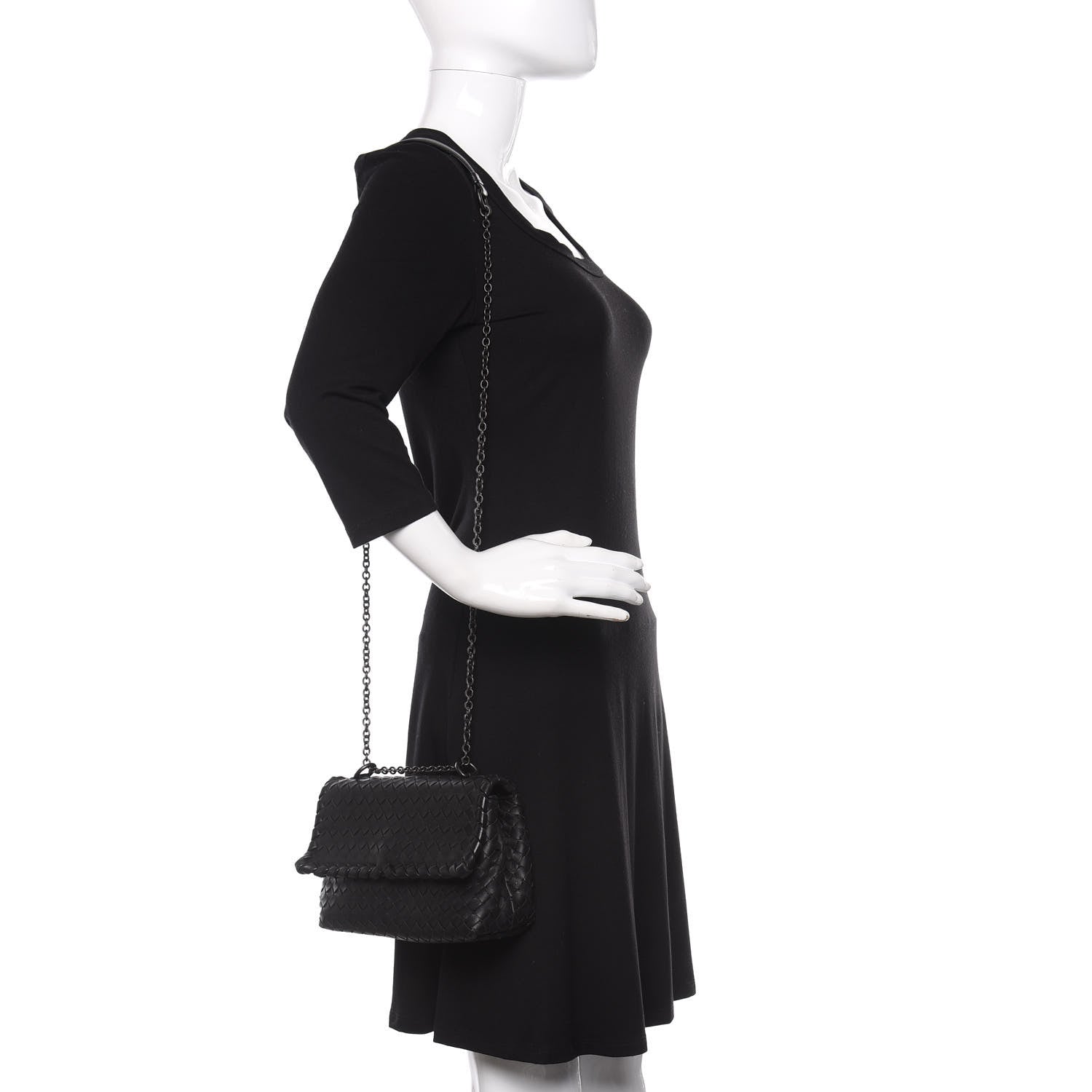 Bottega Veneta Nappa Intrecciato Baby Olimpia Shoulder Bag Black 2 of 10