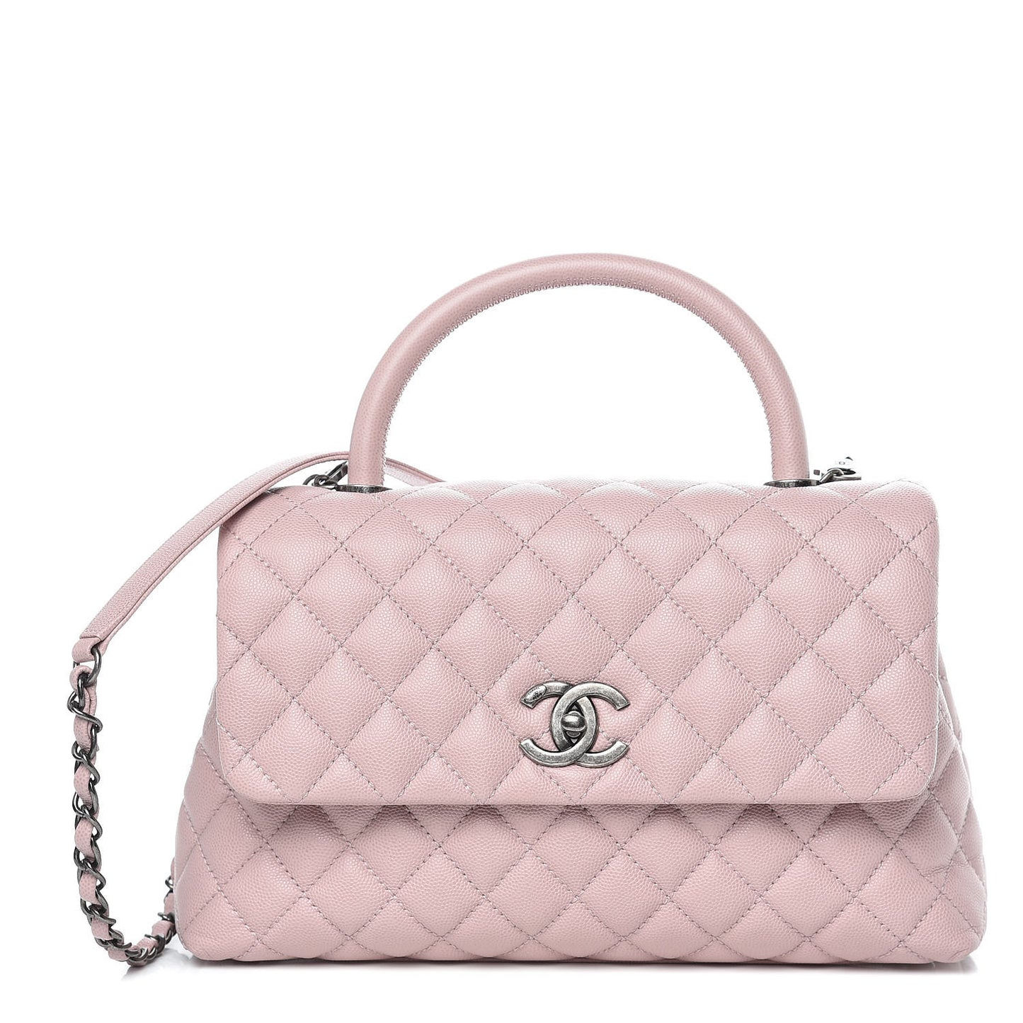 Caviar Quilted Small Coco Handle Flap Pink