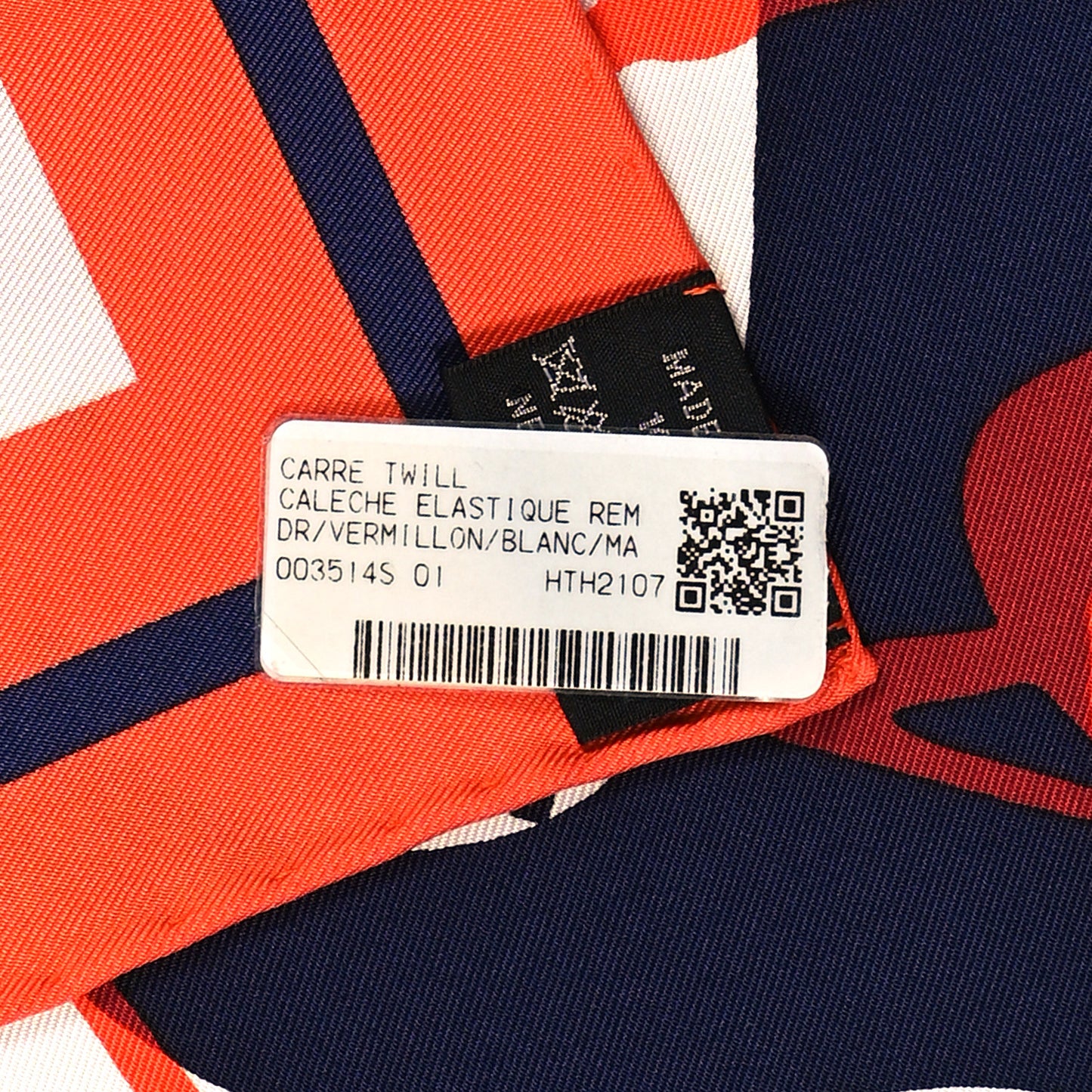 Silk Caleche Elastique Scarf 90 Vermillion White Marine