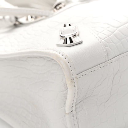 Balenciaga Matte Supple Lambskin Crocodile Embossed Classic Silver Hardware S City White 9 of 15