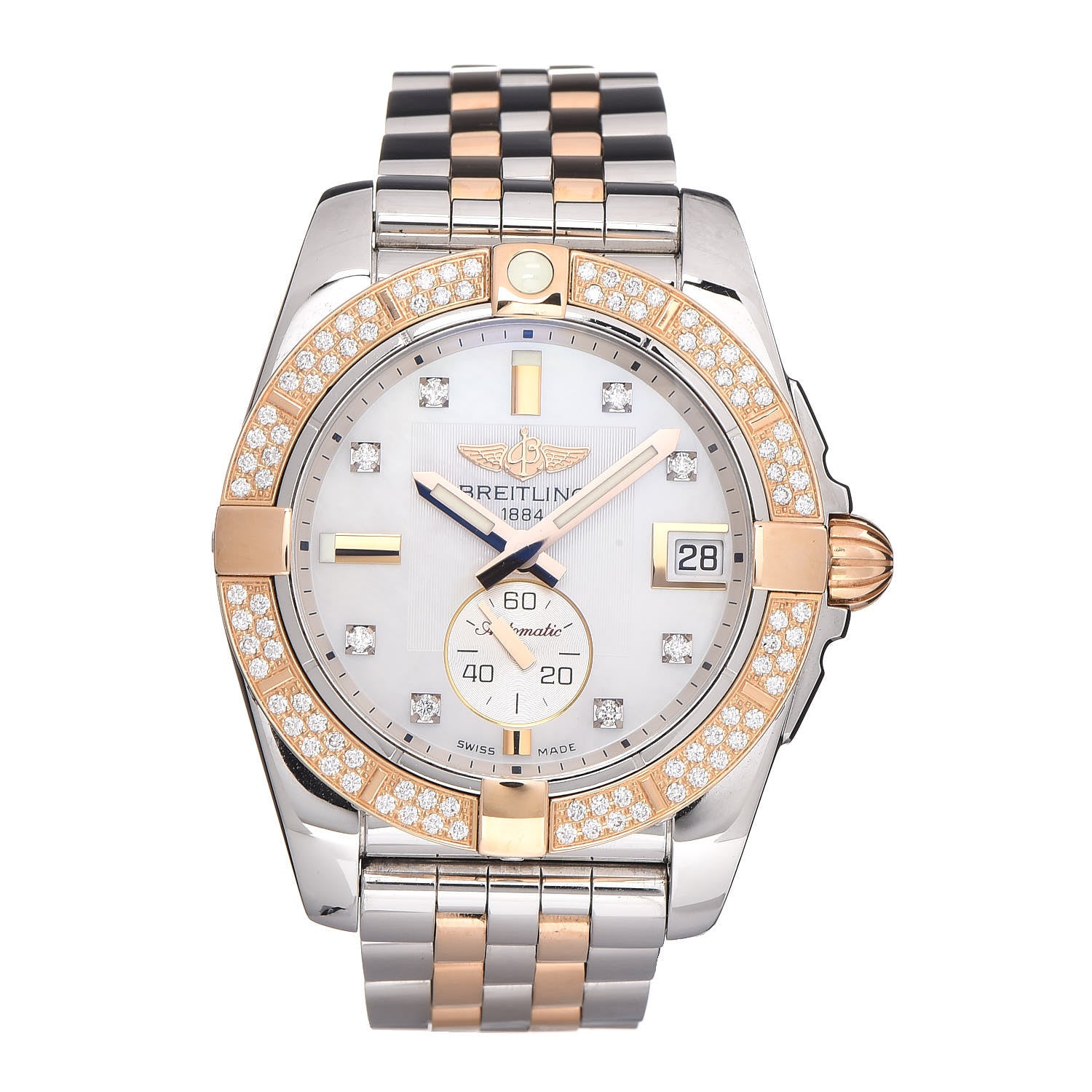 Breitling Stainless Steel 18K Rose Gold Diamond Mother of Pearl 36mm Galactic Automatic Watch C37330 2 of 14
