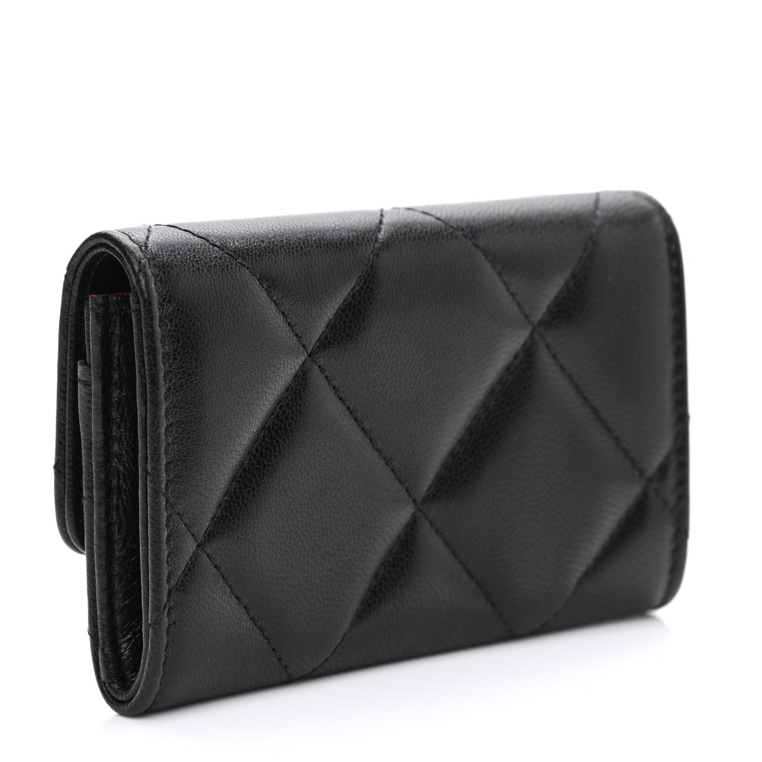 Chanel Lambskin Quilted Chanel 19 Flap Card Holder Black 3 of 9