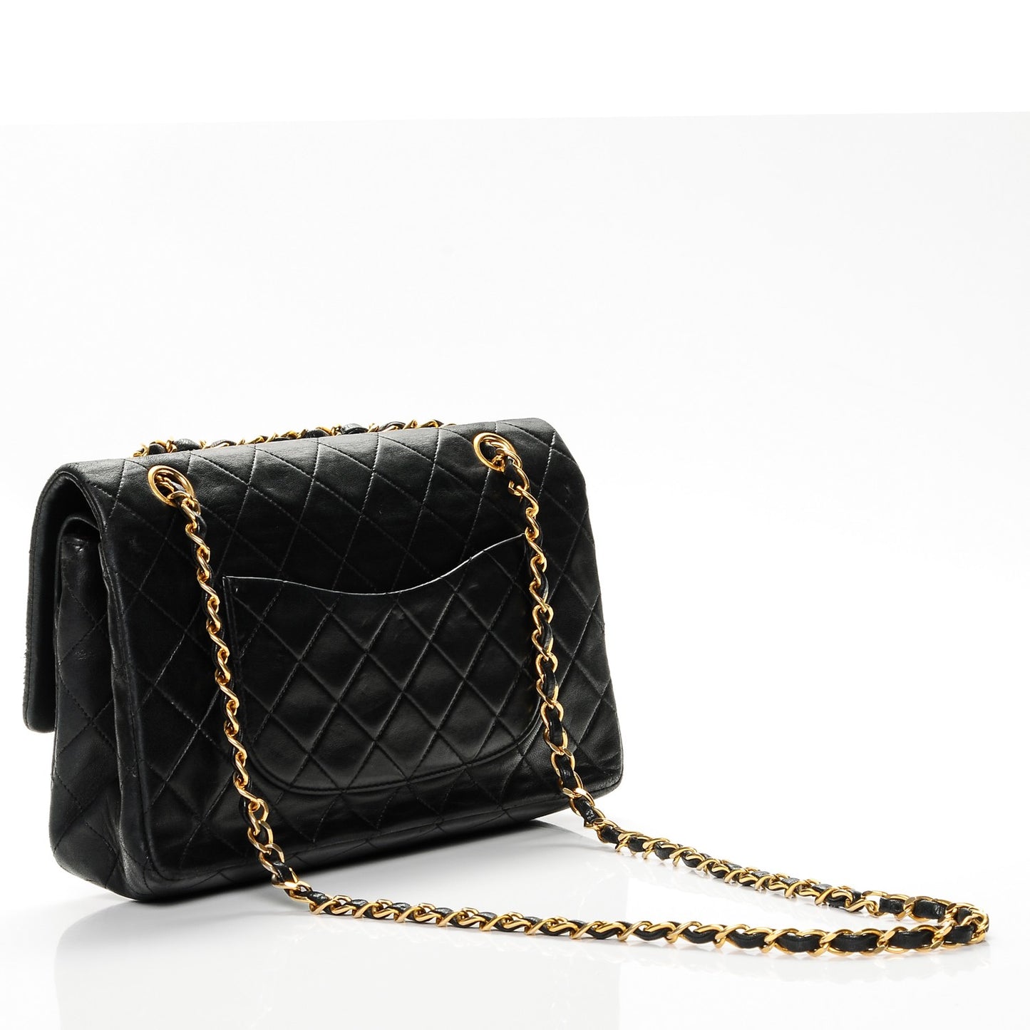Lambskin Quilted Medium Double Flap Black