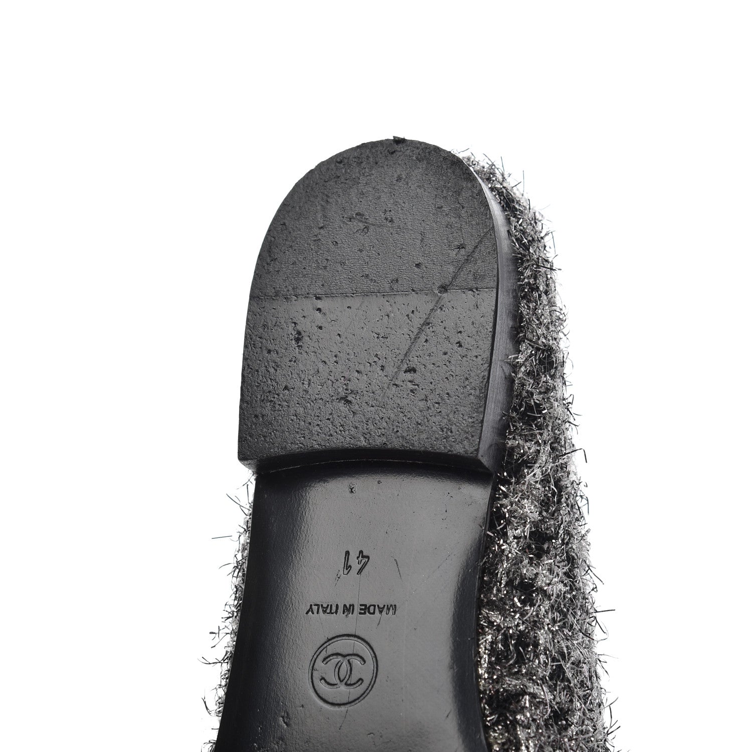 Chanel Metallic Tweed Lambskin Cap Toe Ballerina Flats 41 Black Silver 10 of 15