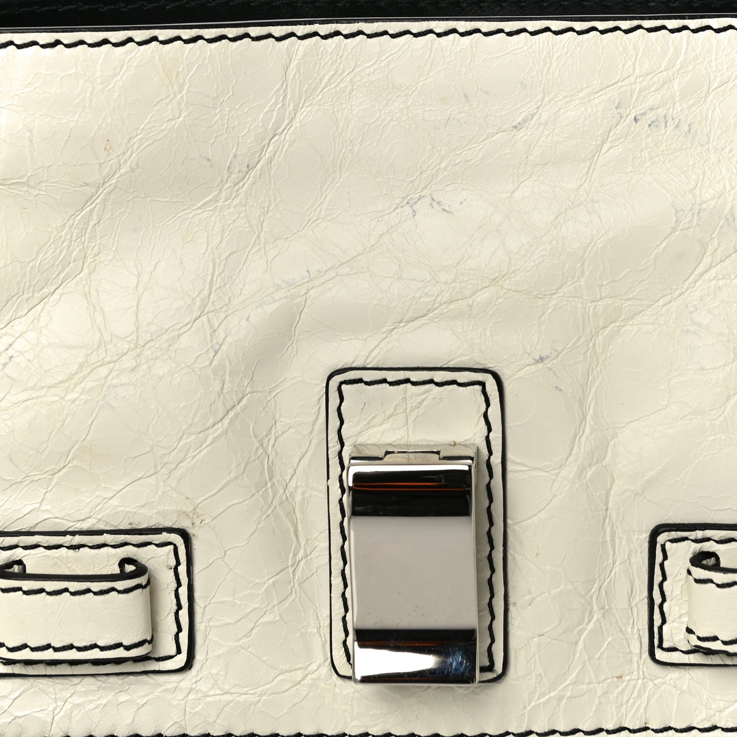 Crinkled Calfskin PS1 Mini Zip Crossbody White