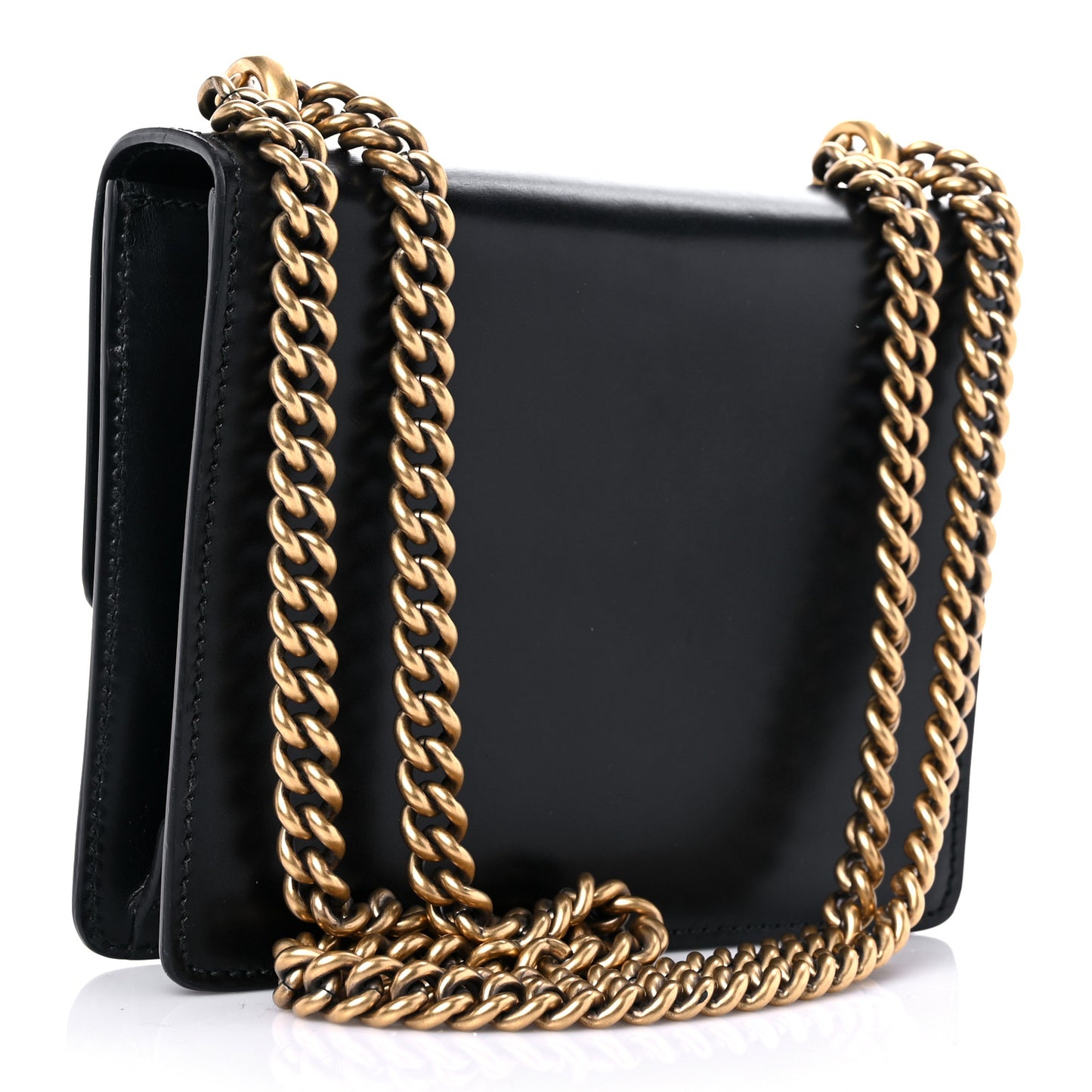 Knight Calfskin Small GG Marmont Chain Handle Bag Black