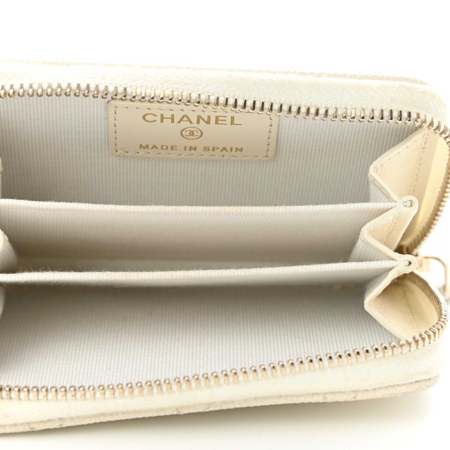 Chanel Caviar Quilted Zip Coin Purse White 6 of 12