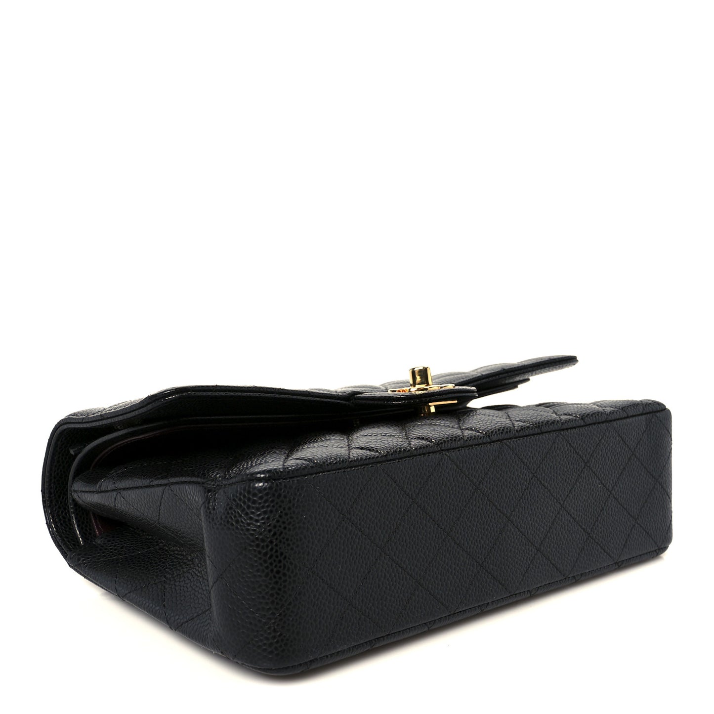 Caviar Quilted Medium Double Flap Black
