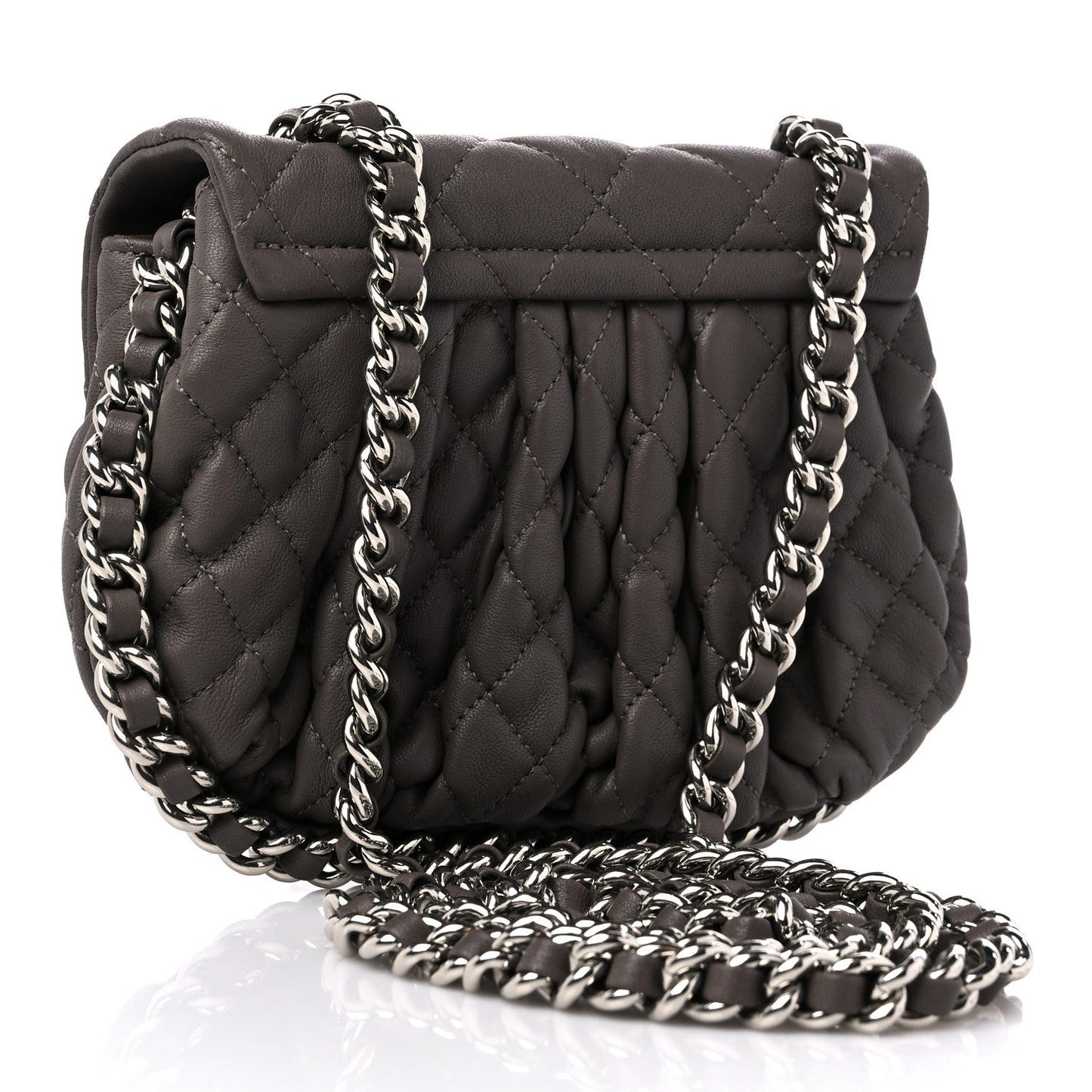 Washed Lambskin Quilted Mini Chain Around Flap Taupe