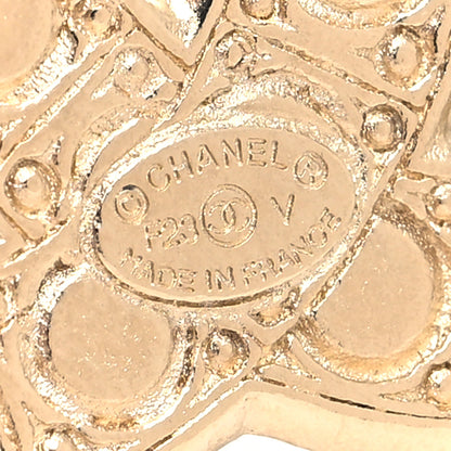 Chanel Metal Crystal Graduated Pearl CC Brooch Gold 4 of 4