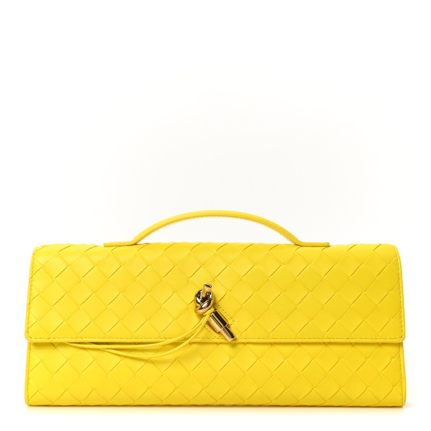 Nappa Intrecciato Long Andiamo Top Handle Clutch Sulfur