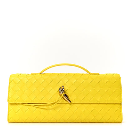 Bottega Veneta Nappa Intrecciato Long Andiamo Top Handle Clutch Sulfur 1 of 9