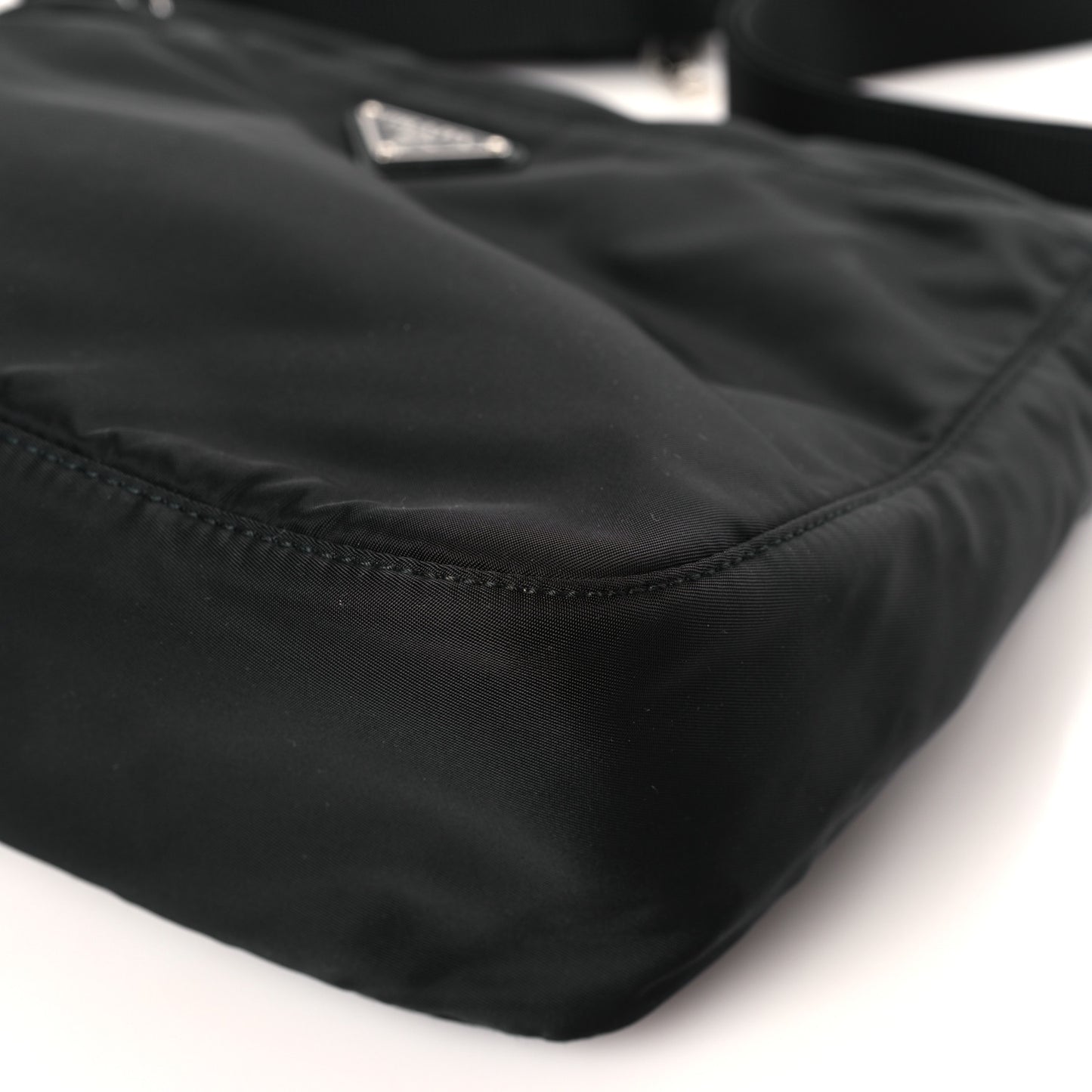 Re-Nylon Vela Saffiano Pocket Double Zip Messenger Bag Black