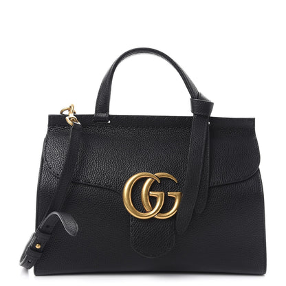 Gucci Calfskin Small GG Marmont Top Handle Bag Black 1 of 8