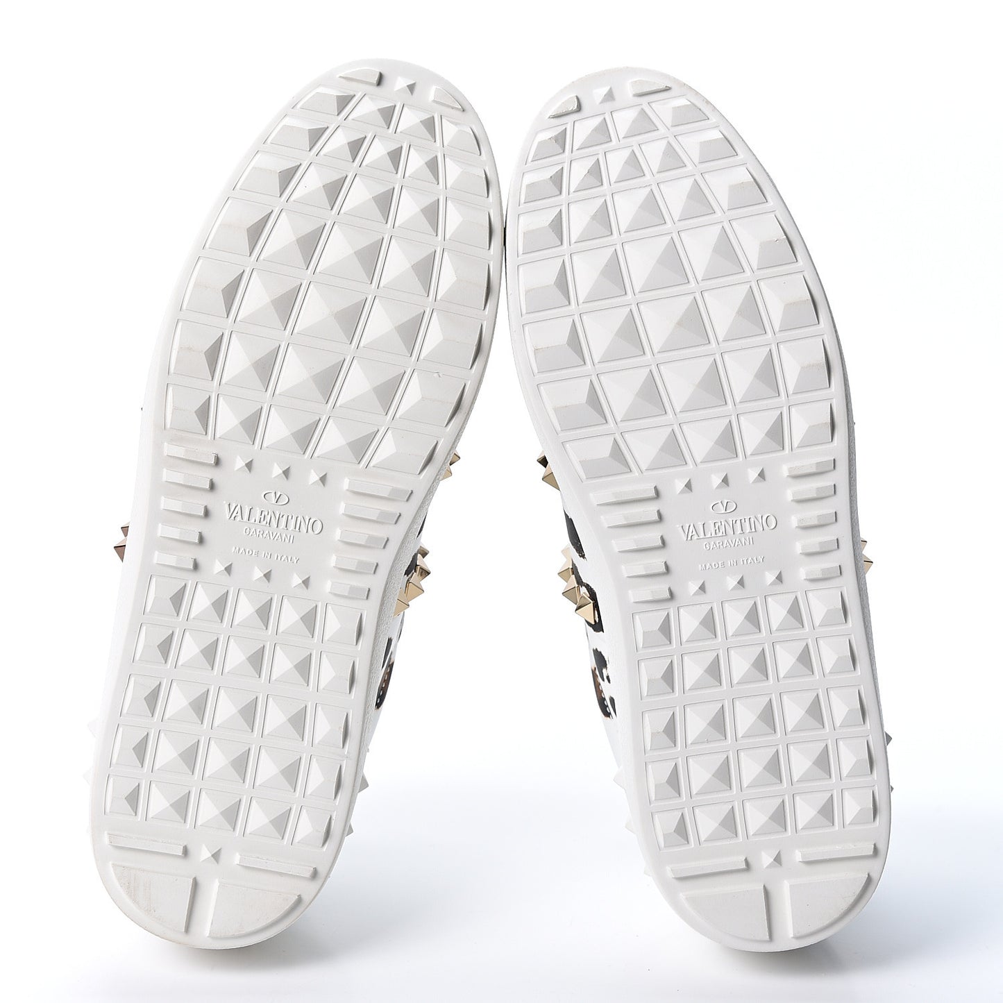 Calfskin Leopard Print Rockstud Untitled Open Sneakers 38 White