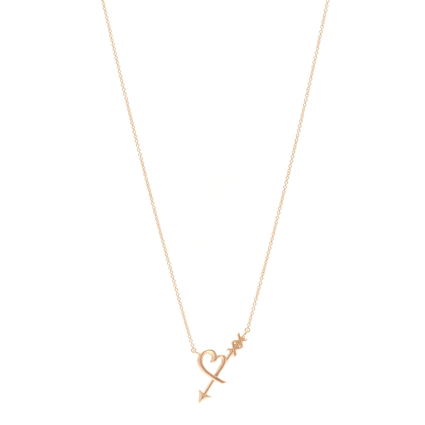 18K Rose Gold Paloma Picasso Heart and Arrow Pendant Necklace