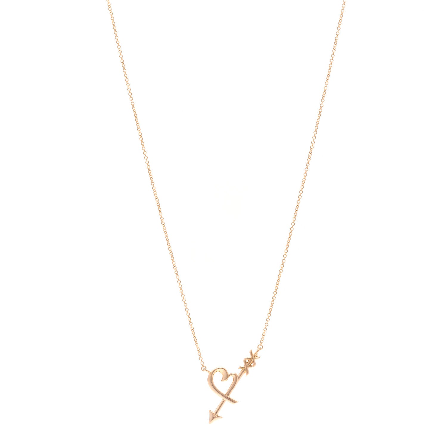 Tiffany 18K Rose Gold Paloma Picasso Heart and Arrow Pendant Necklace 1 of 4