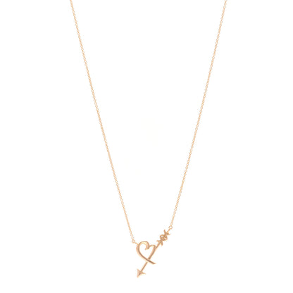 Tiffany 18K Rose Gold Paloma Picasso Heart and Arrow Pendant Necklace 1 of 4