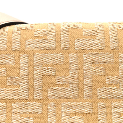 Fendi Fabric Jacquard Raffia Straw Fringe Medium Mamma Baguette Dark Honey 8 of 10