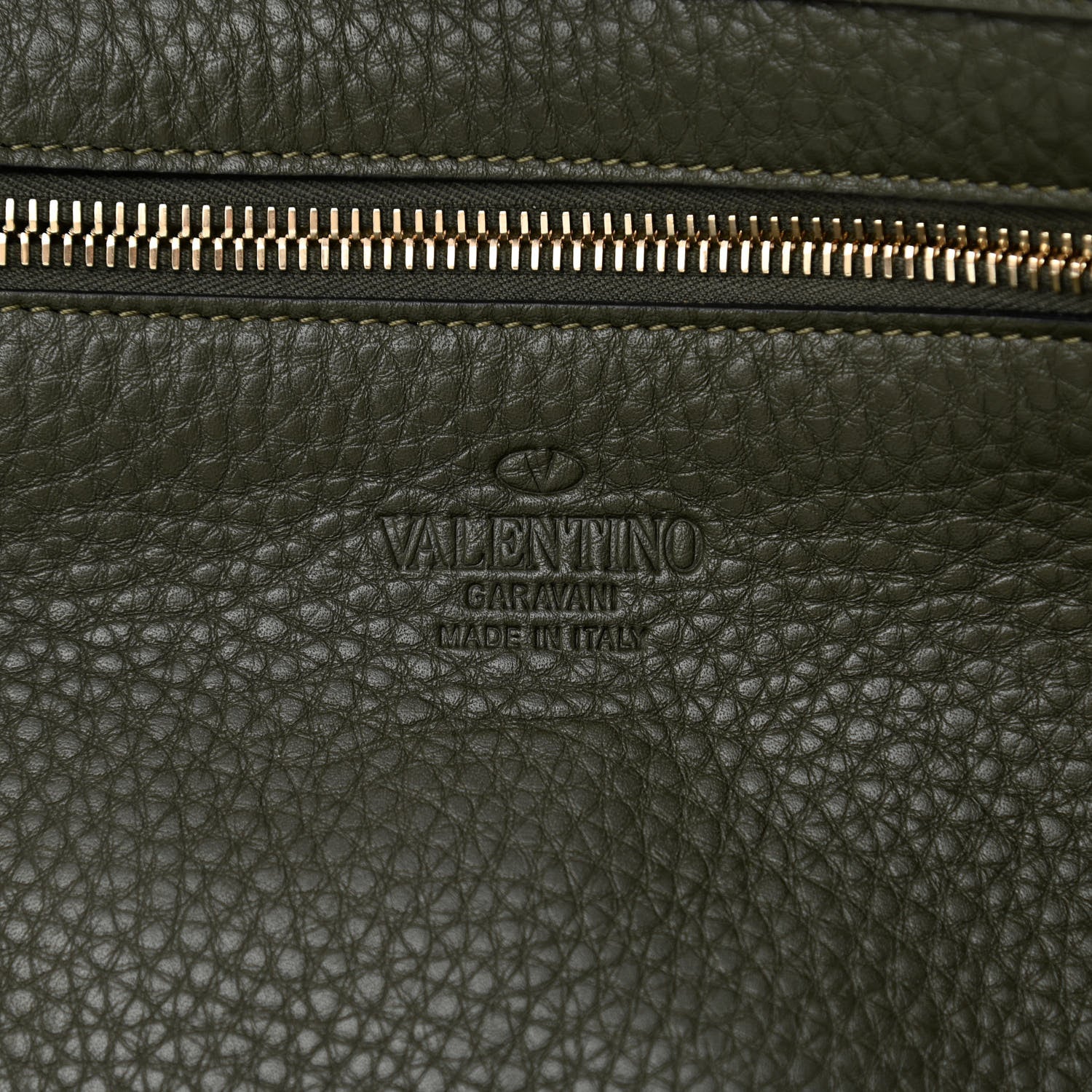 Valentino Garavani Pebbled Calfskin Medium Rockstud Tote Army Green 6 of 9