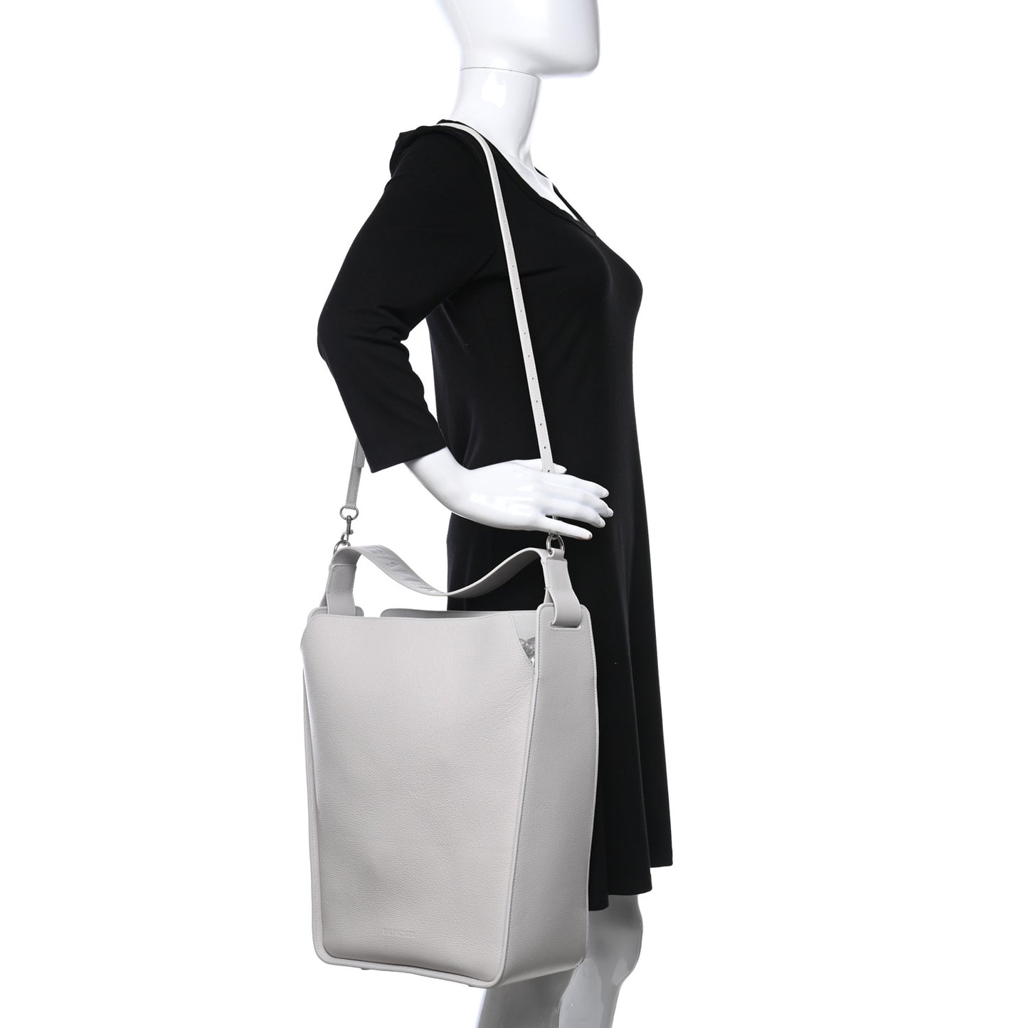 Grained Calfskin Medium 2.0 North South Shopping Tote White
