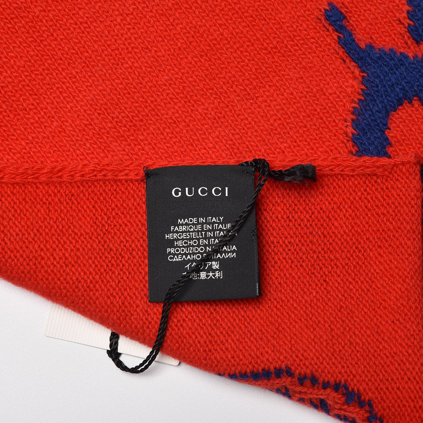 Wool Tricot GG Writers Scarf Flame Blue