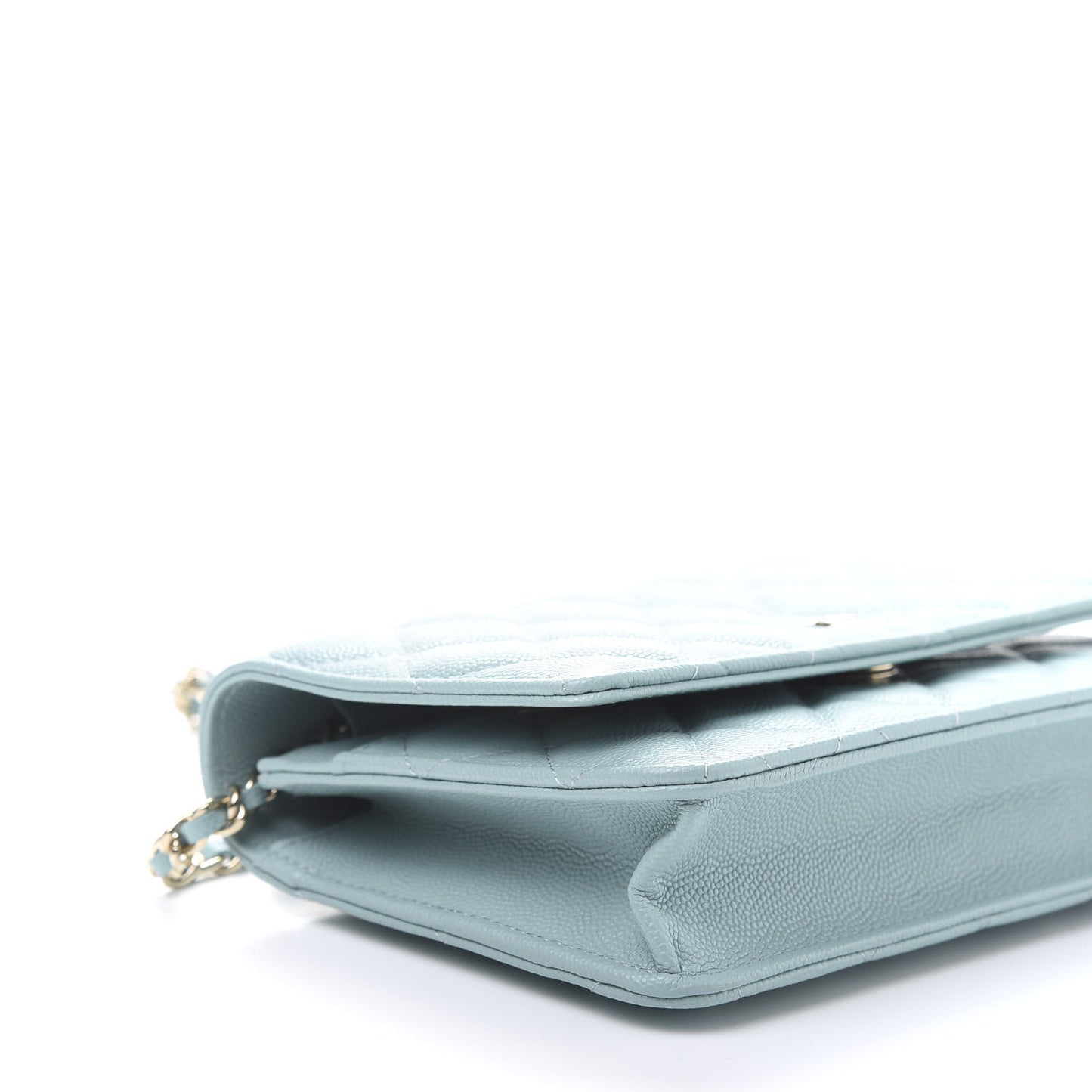 Caviar Quilted Wallet On Chain WOC Light Blue