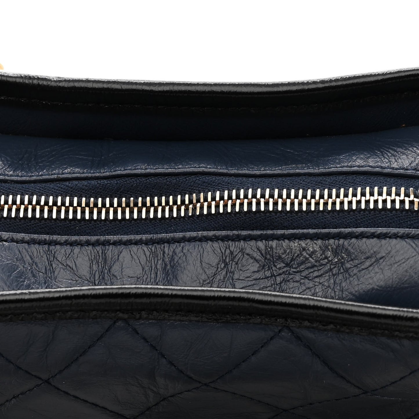Aged Calfskin Quilted Small Gabrielle Hobo Navy Black