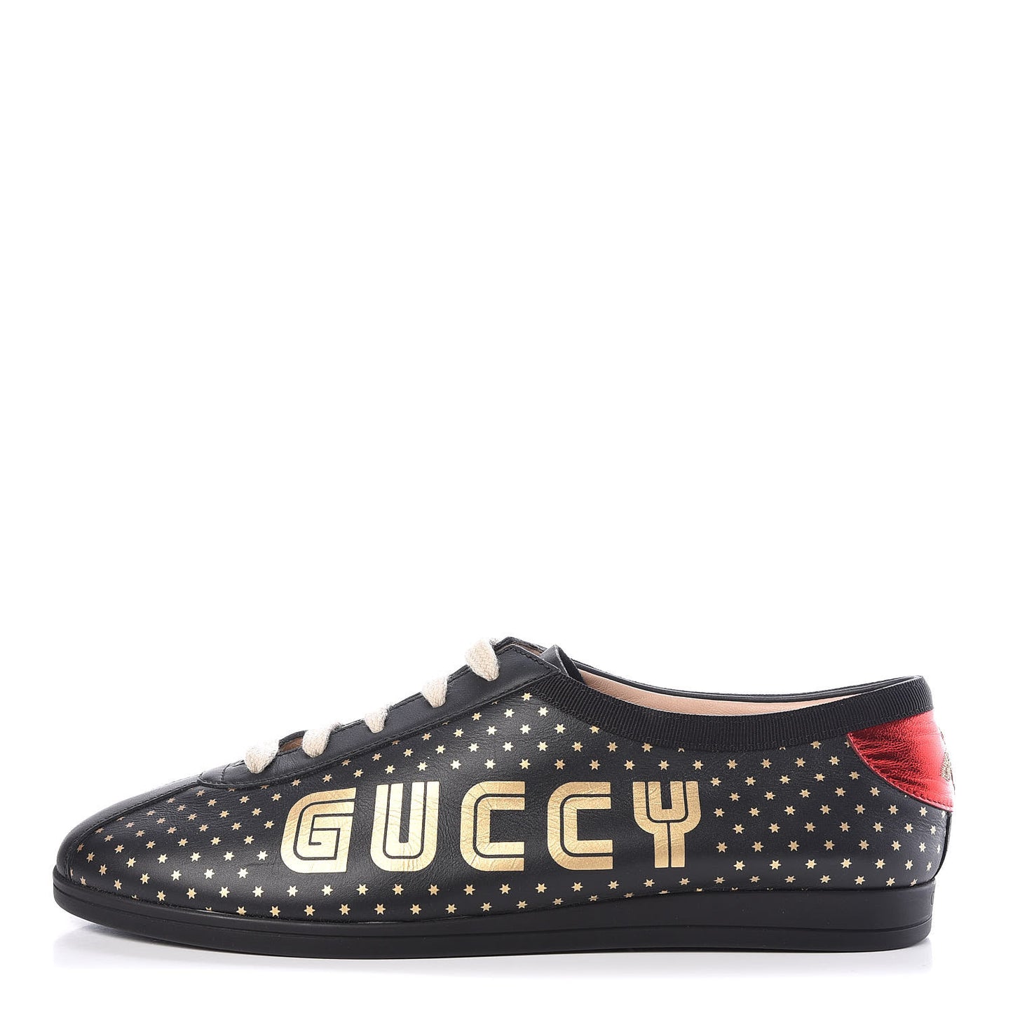 X SEGA Calfskin GUCCY Stars Womens Falacer Sneakers 38 Black