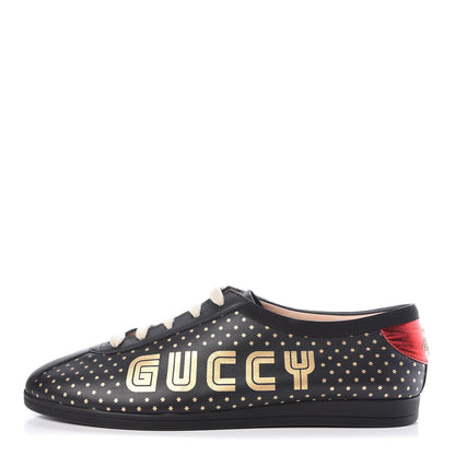 Gucci X SEGA Calfskin GUCCY Stars Womens Falacer Sneakers 38 Black 1 of 7