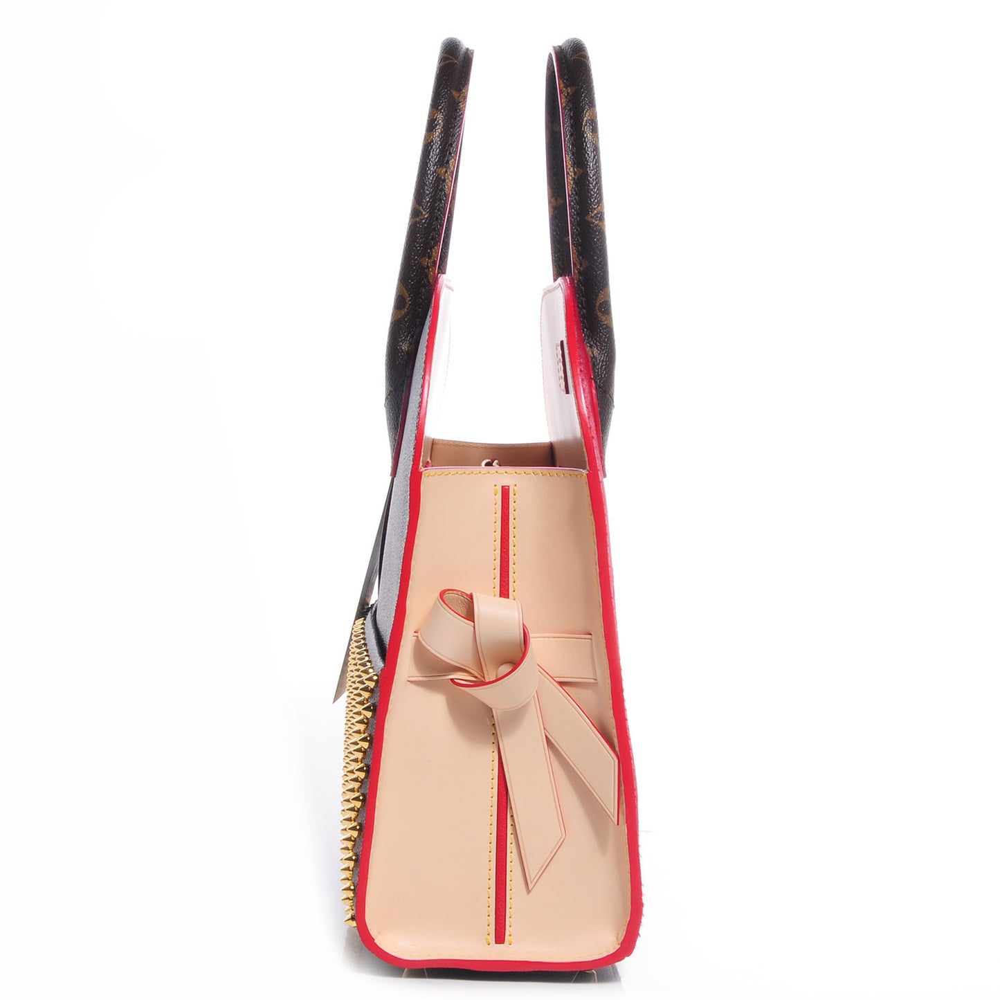 Monogram Calf Hair Spikes Iconoclasts Christian Louboutin Tote Red