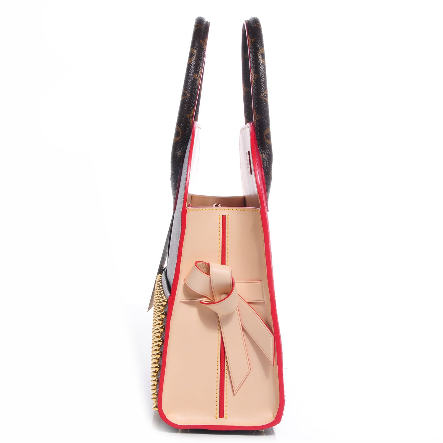 Louis Vuitton Monogram Calf Hair Spikes Iconoclasts Christian Louboutin Tote Red 5 of 9