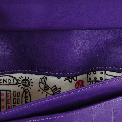 Fendi Nappa Logo Embossed Long Wallet On Chain Purple 9 of 9