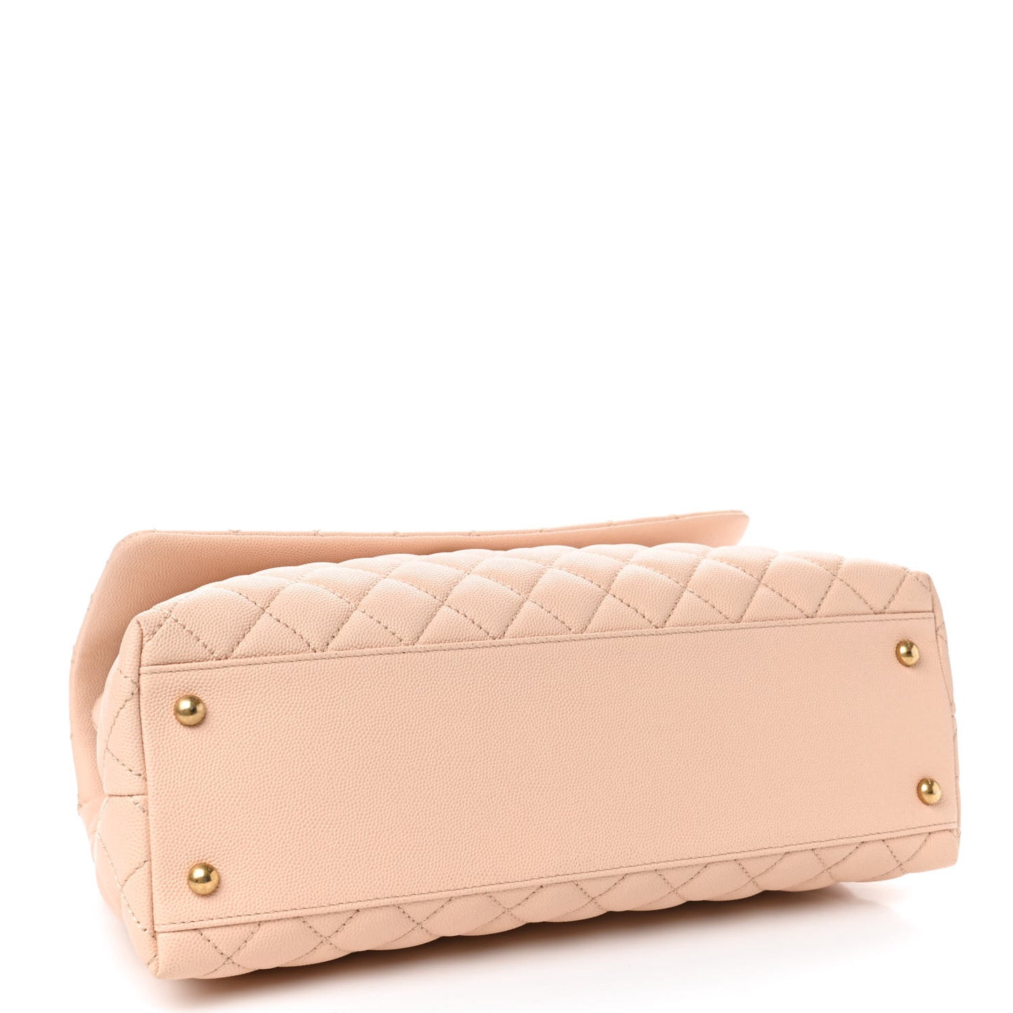 Caviar Quilted Medium Coco Handle Flap Light Beige