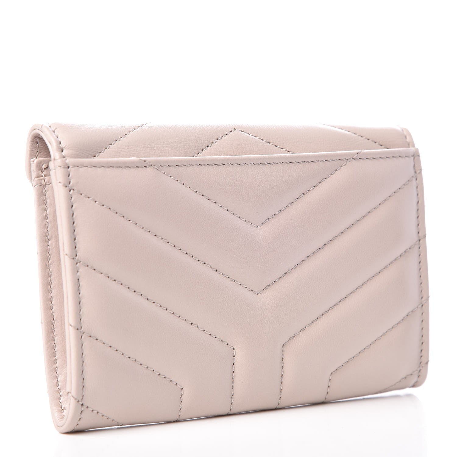 Saint Laurent Nappa Matelasse Chevron Small Monogram Envelope Wallet Nude Powder 3 of 8