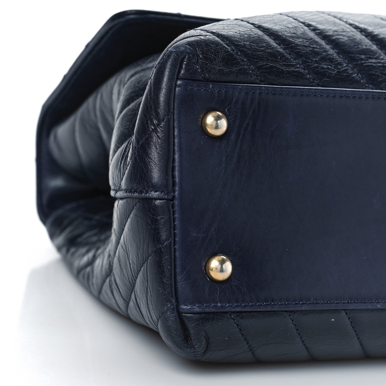 Chanel Aged Calfskin Chevron Quilted Small Coco Handle Flap Navy 8 of 11