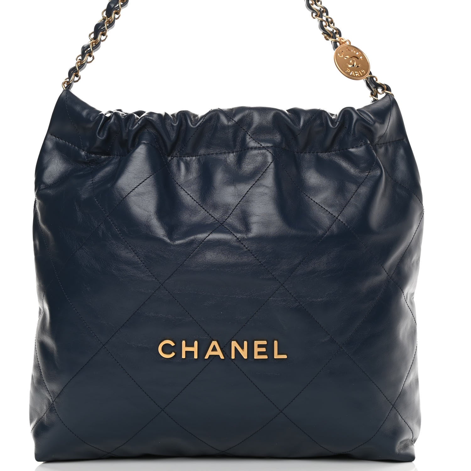Chanel Shiny Calfskin Quilted Chanel 22 Navy Blue 9 of 12