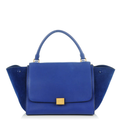 Celine Drummed Calfskin Suede Medium Trapeze Indigo 1 of 8