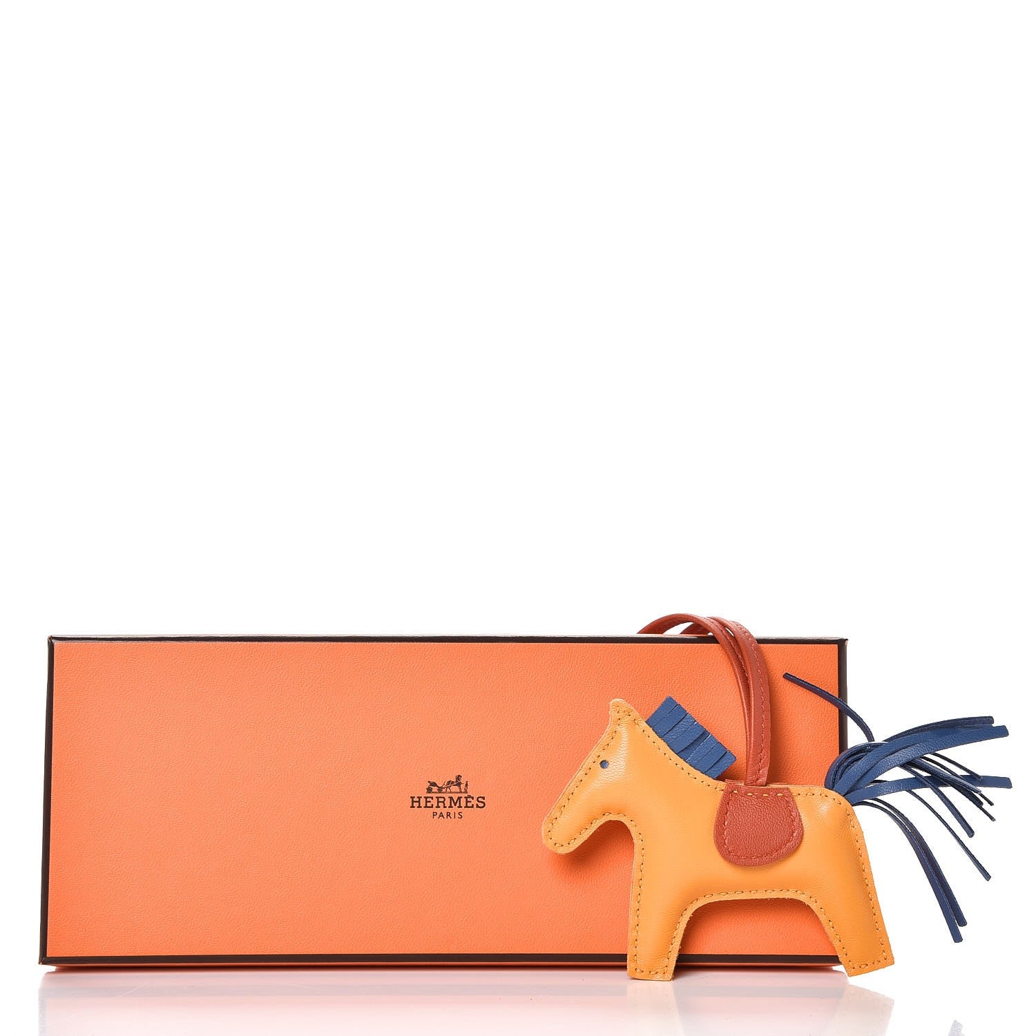 Hermes Milo Lambskin Grigri Rodeo Horse Bag Charm PM Jaune D'Or Bleu Agate Cornaline 3 of 3