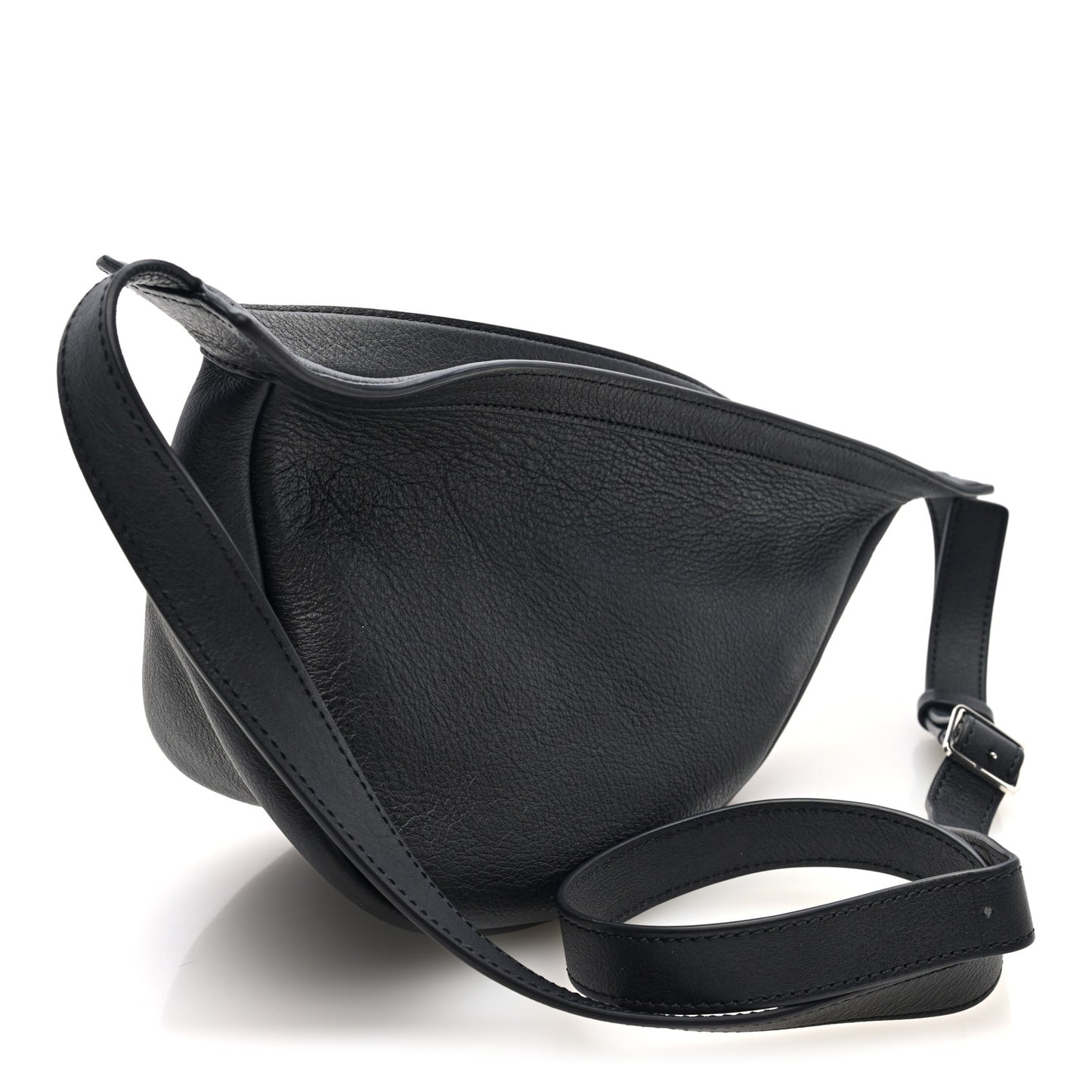 Grained Calfskin Small Slouchy Banana Bag Black