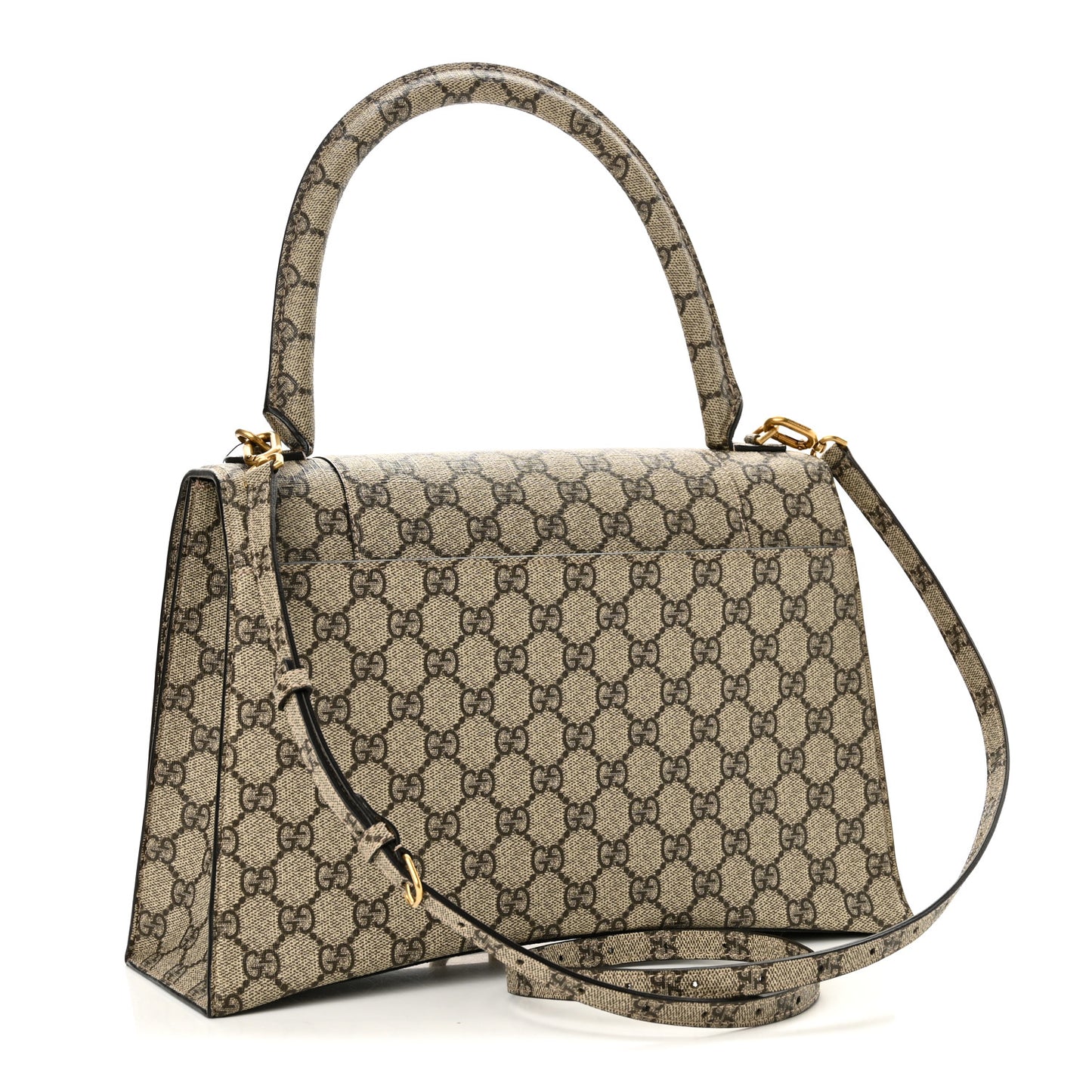 X GUCCI GG Supreme Monogram Medium Hourglass Top Handle Bag Beige Ebony