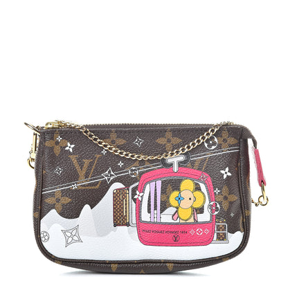 Louis Vuitton Monogram 2019 Christmas Animation Mini Courchevel Pochette Accessories Fuchsia 1 of 8